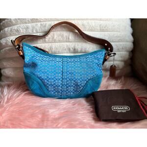Vintage Coach Mini Bag in Neon Blue Teal 6351